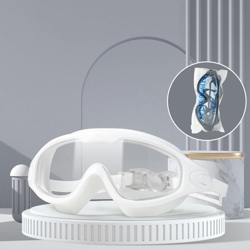 New Swimming Goggles High-Definition Waterproof Anti-Fog Adult Men And Women Swimming Goggles Flat Big Frame Swimming Glasses