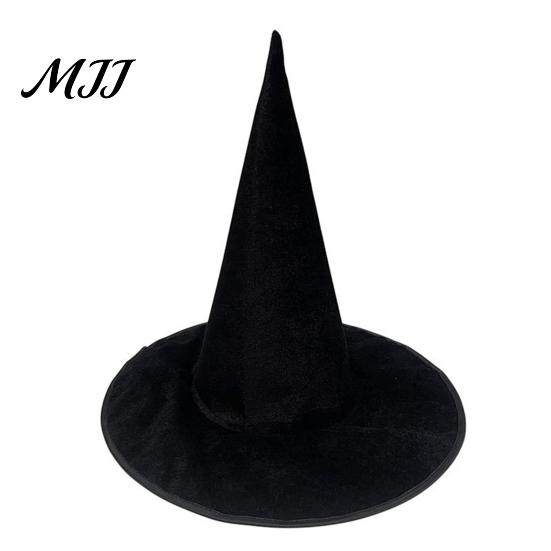 Cappello da Mago per Performance Teatrale, Strega di Velluto per Costume di Halloween, Cappello a Punta con Ampio Esempio per Costume Dark Fantasy, Copricapo da Festival, Adulto
