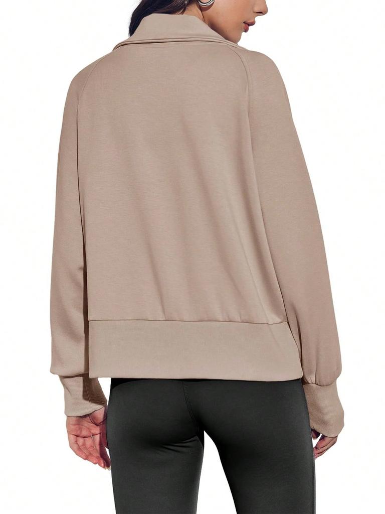 Women's Lightweight Zip Up Sweatshirt Jacket Collared Pocket Casual Outdoor Coat for Running Hiking Travel