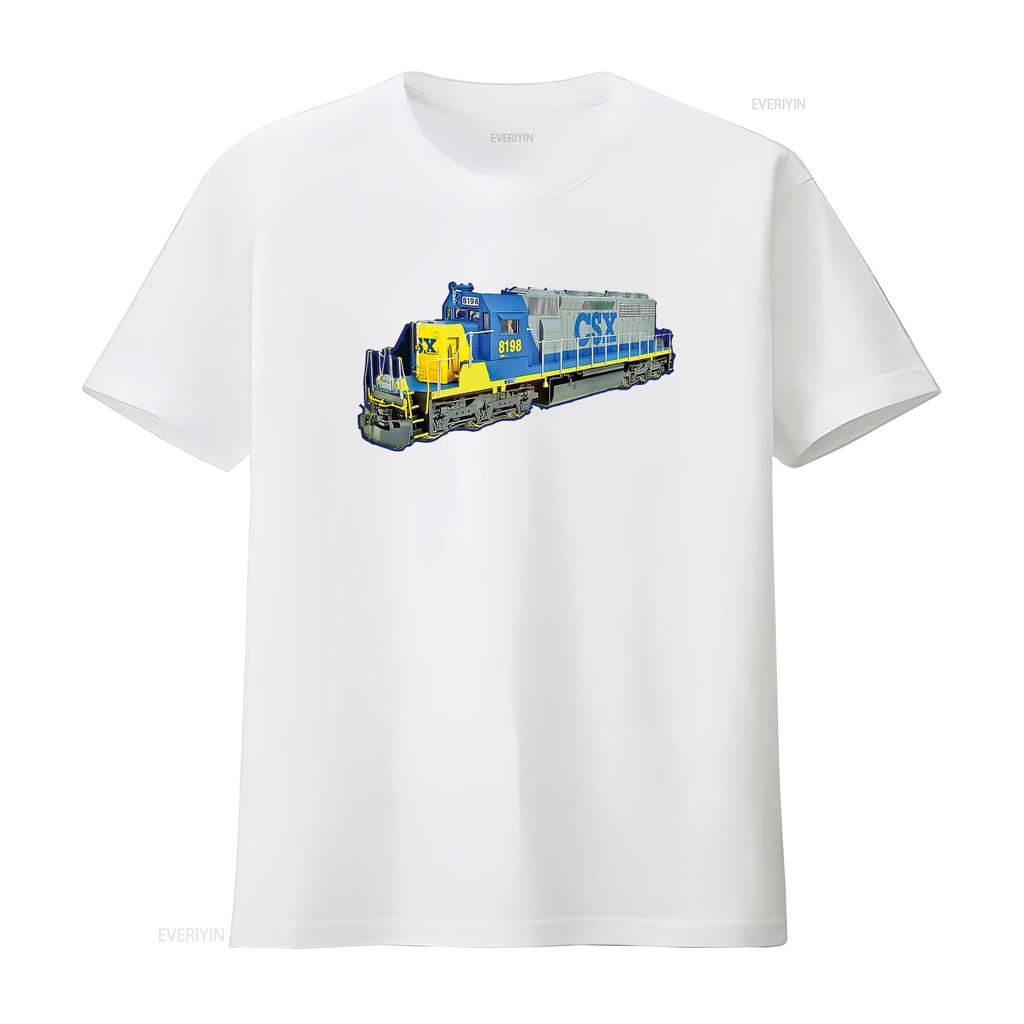 Freight Train CSX Engine T Shirt vintage Washed graphic Unisex Stretched Stylish Versatile homme Soft designer clothes