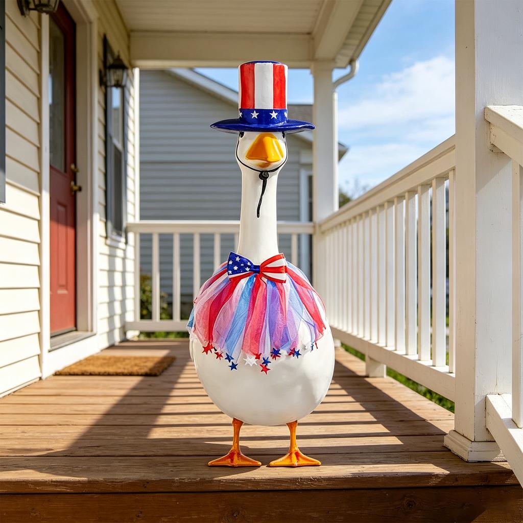 23 Inch Large White Goose Decoration Set 3 Pieces Festive Porch Outfit Includes Hat Bowtie and Skirt Suitable for Holiday Outdoor Display