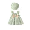 Girls' Chrysanthemum Hanfu Jumpsuit Dress, 2024 Spring Pleated Princess Skirt for Little Ones