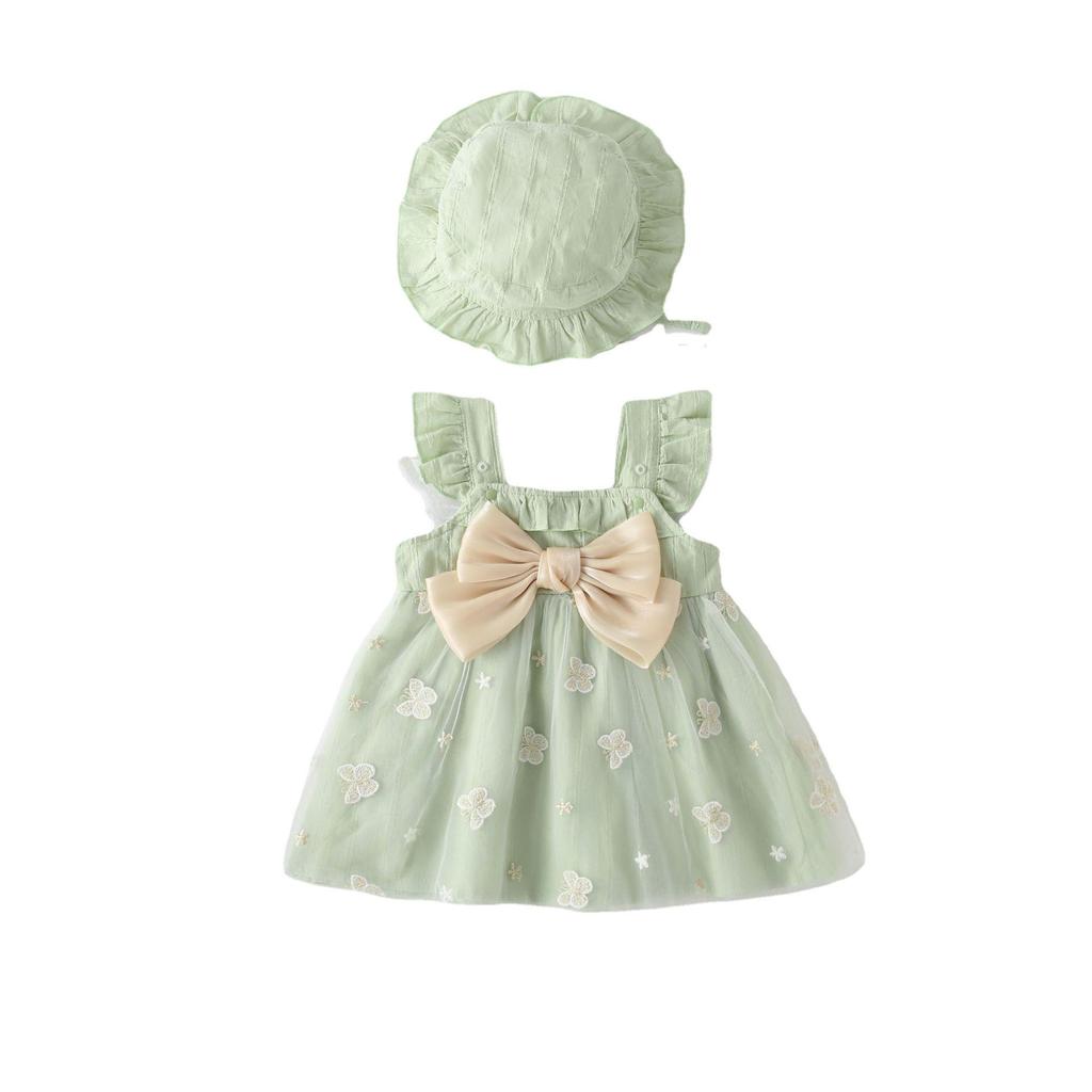 Girls' Chrysanthemum Hanfu Jumpsuit Dress, 2024 Spring Pleated Princess Skirt for Little Ones