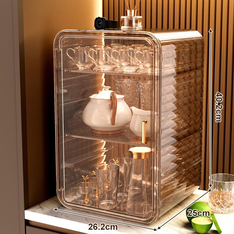 Dustproof Glass Cup Rack & Drain Box for Tea, Coffee, and Water Cups