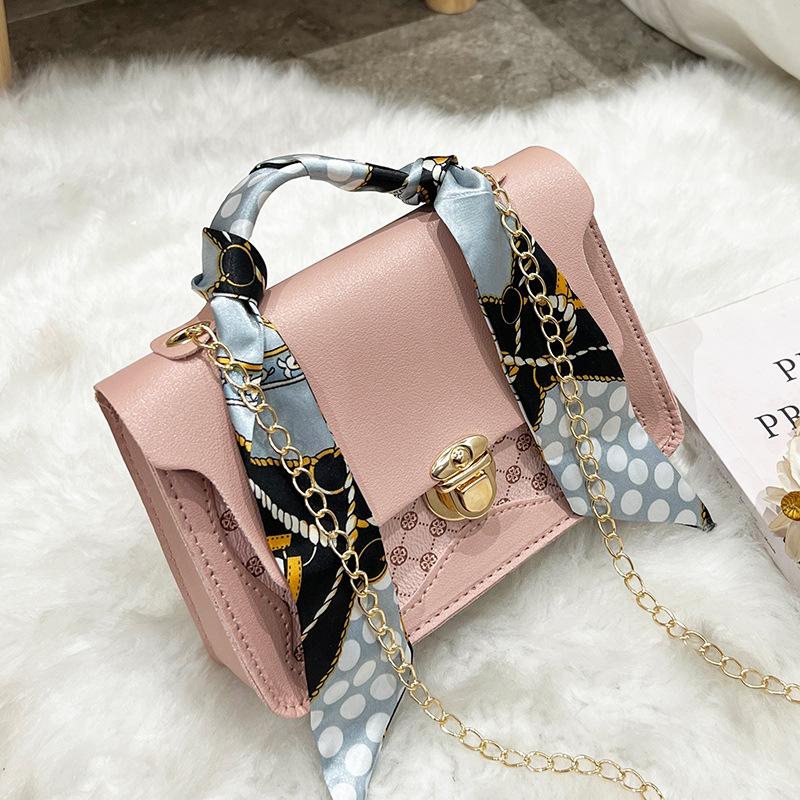 New bag silk scarf strap printed small square bag versatile single shoulder crossbody portable women's bag