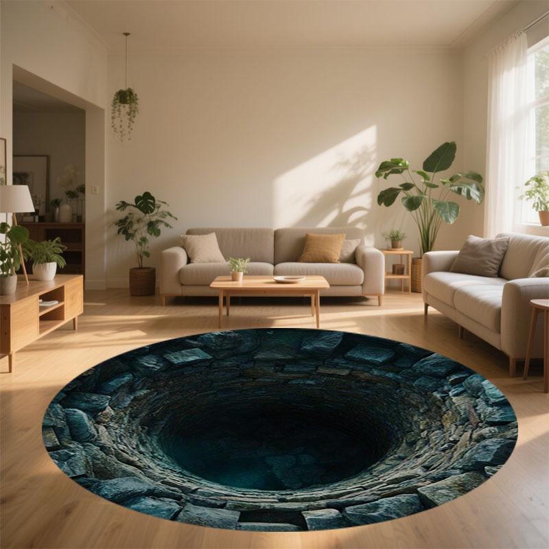 1pc Non-Slip Floor Mat - Realistic Deep Hole Illusion, Soft Flannel Surface with Non-Slip Backing for Bathroom, Living Room