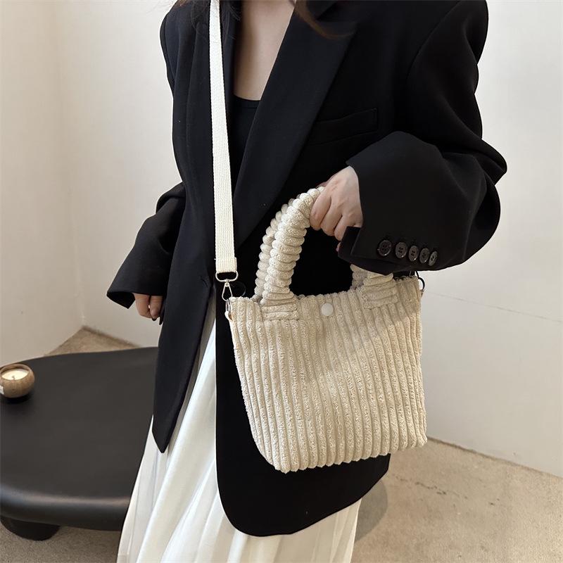 2024 Winter Corduroy Plush Crossbody Bucket Bag - Cute Furry Handbag