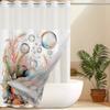 No Hook shells pattern Shower Curtain With Snap-in Fabric Liner, Sheer Top Window, Waterproof Double Layer Bathtub curtain