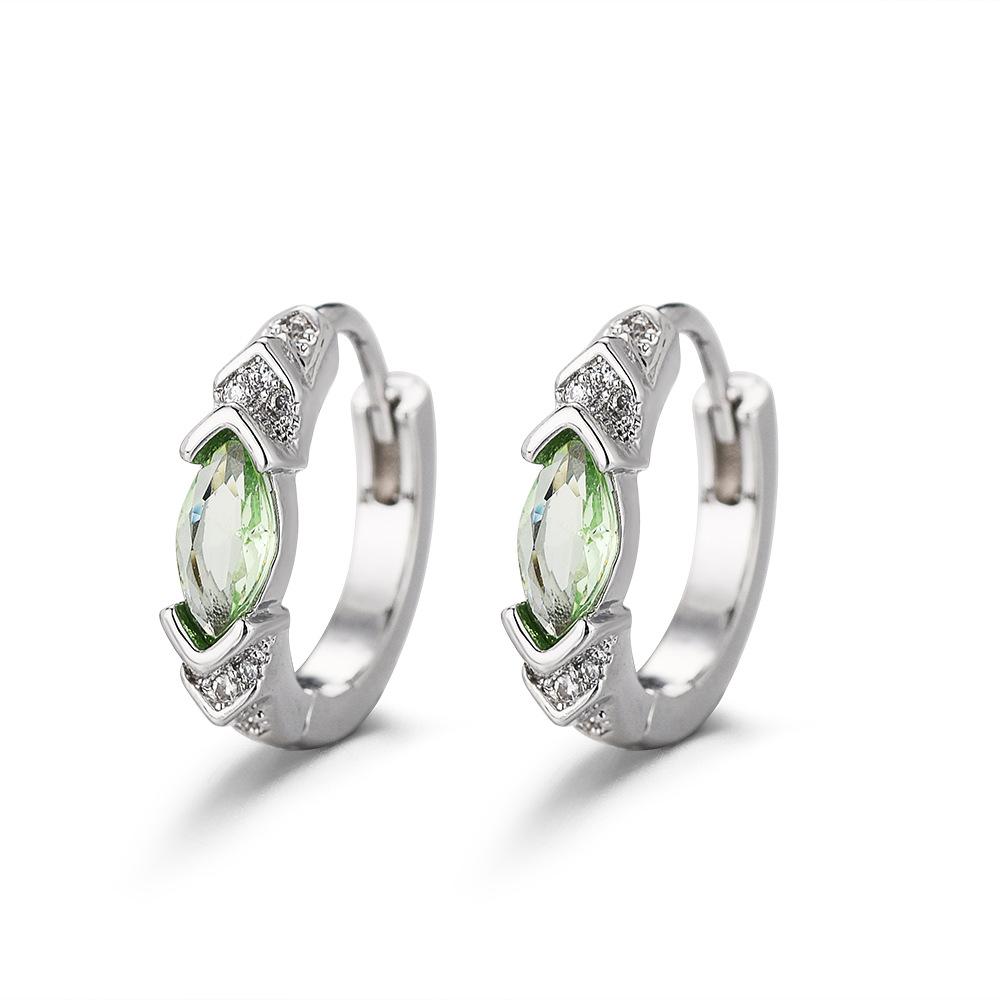 Hip-Hop Lake Water Green Horse Eye Horus Earrings Light Luxury Fashion Men'S And Women'S Zircon Earrings Trend Street Ear Clips