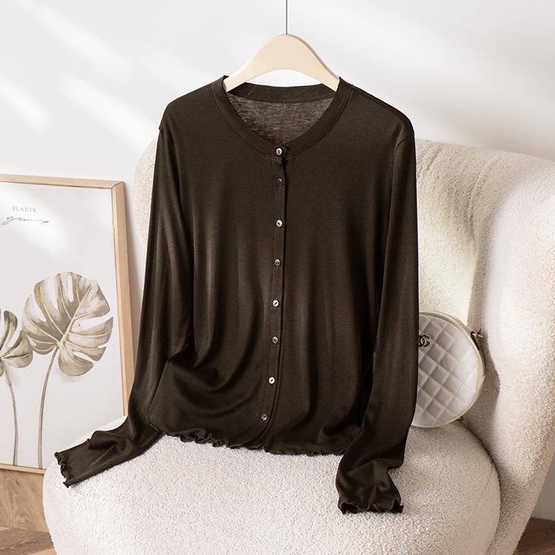 2026 Hangzhou Women's Summer Mulberry Silk Lyocell Cardigan T-shirt: Sun Protection & Body Concealment