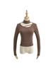 Women's Retro Halter Neck Long Sleeve Fleece Lined Top