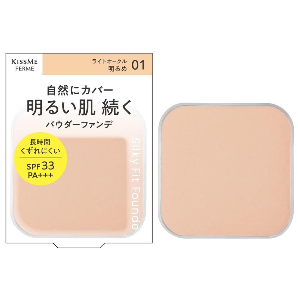 KiSS Me FERME Silky Fit Foundation 01 Light Ochre Beautiful Skin with Great Coverage Without Feeling Heavy 8.8g - Powdery,