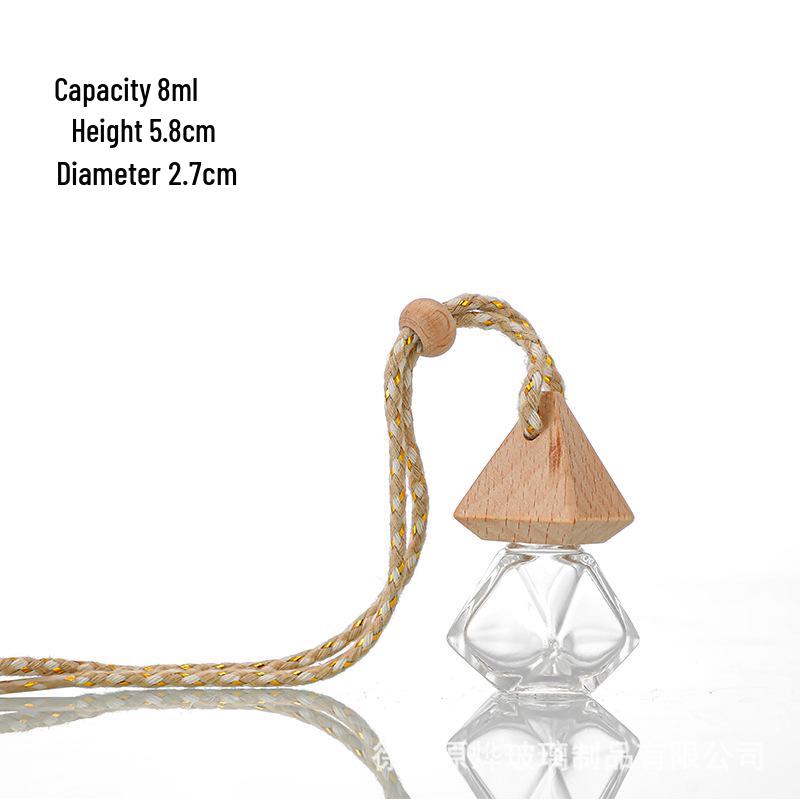 Glass Car Diffuser Bottle with Lanyard, 8ml/10ml, High-Value Aromatherapy Refillable Pendant with Lid.