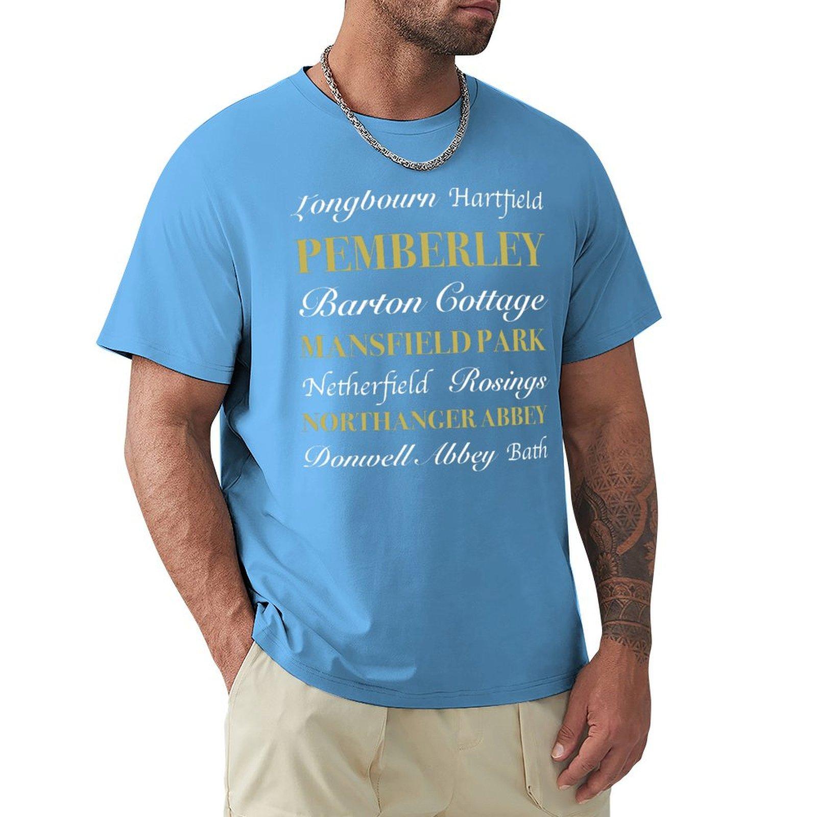 Jane Austen Locations (dark) T-Shirt quick drying vintage anime shirt big and tall t shirts for men S