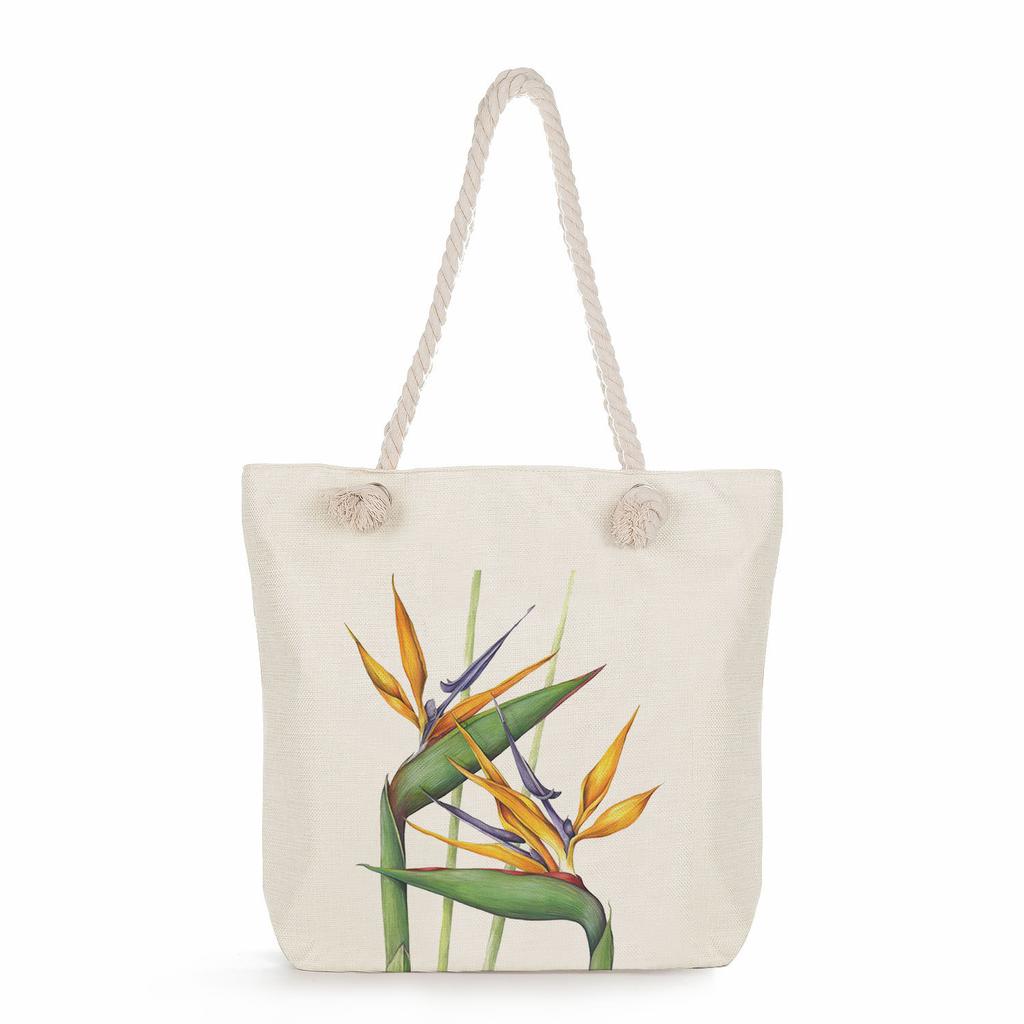Plant Print Thick Rope Single-shoulder Beach Bag 7237 CLE