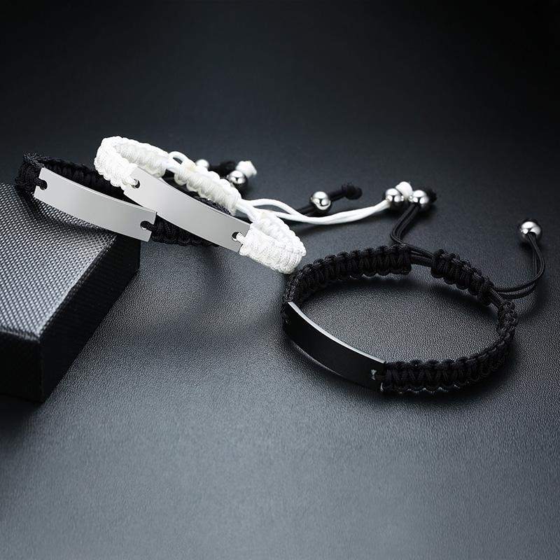 Bracelets Vnox pour Hommes avec Personnalisation Nom Personnalisé Date Initiales Citation Gravure Cordon Ajustable Bijoux Unisexe
