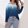 Women's Spring And  Fashion Casual  Printed Zipper V-Neck Long Sleeve Shirt Tops