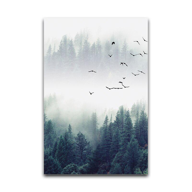 Cornice in Legno Massello Paesaggio Forestale Astratto Arte da Parete Quadro Pittura su Tela Stampa Poster Decorazione Quadri d'Arte da Parete Decorazione Soggiorno