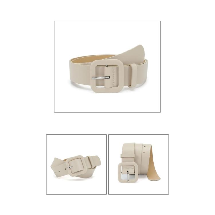 Trendy Square Clasp Belt for Women Durable PU Leather Strap Adjustable Fit Casual Formal Wear