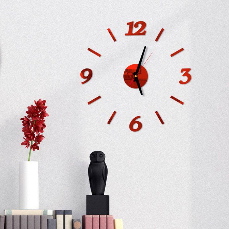 3d Analog Diy Mirror Surface Large Number Wall Clock Sticker Home Decor Office