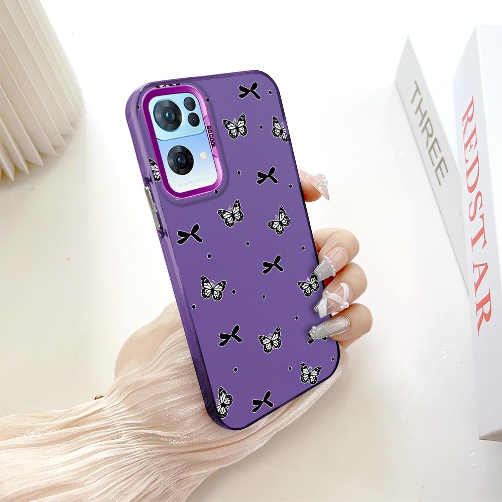 Painted Pattern Colorful Sliver Double Sided Hard Shell Shockproof Anti-fall Phone Casing for OnePlus OPPO Reno Realme
