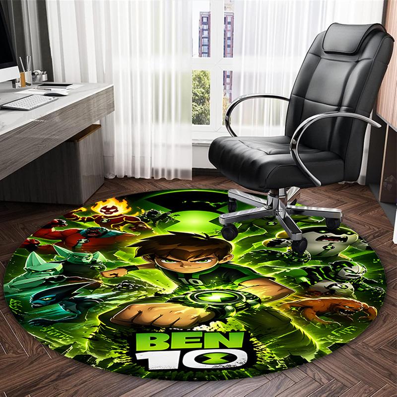 1pc Ben10 Print Round Carpet Chair Round Carpet Suitable for Bedroom Living Room Home Decorative Carpet