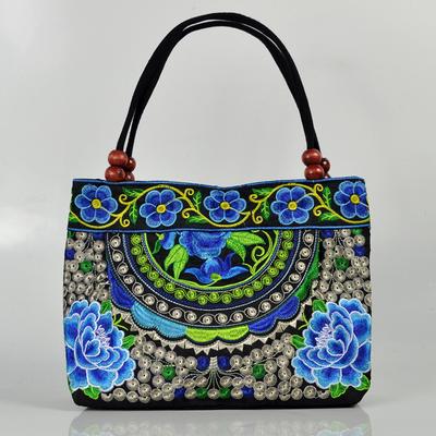 Women Bohemian Style Flower Embroidered Shoulder Bag Female Casual Travel Beach Handbags
