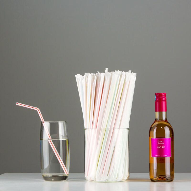 ZISIZ Individually Wrapped Disposable Plastic Straws