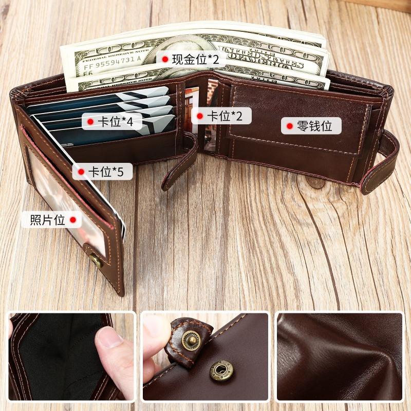 Portfel męski z prawdziwej skóry, wysokiej klasy portfel wielofunkcyjny, wieloszczelinowe etui na wizytówki, skórzana torba