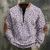 Men's Retro Long Sleeve Sweatshirt with Leopard Print