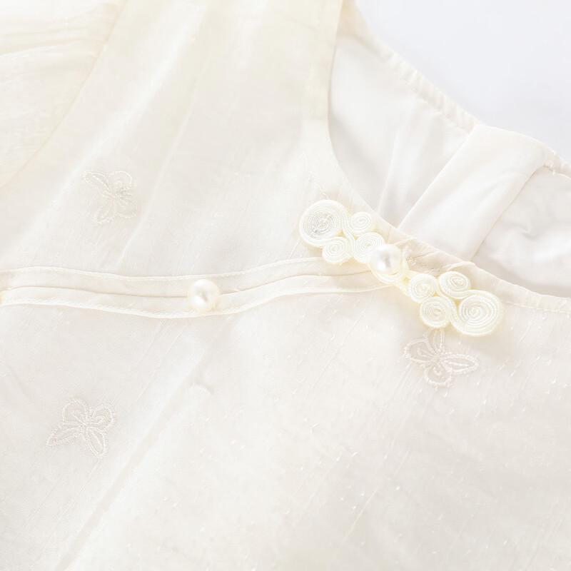 Mengtejiao Girls' Butterfly Embroidered Summer Qipao Dress