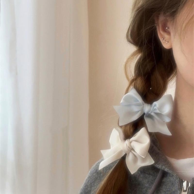 1pair Braids Mini Hair Clip for Hot Girls Ribbon Bowknot Shape Hair Barrettes Ponytail Hair Barrettes for Teens Girls