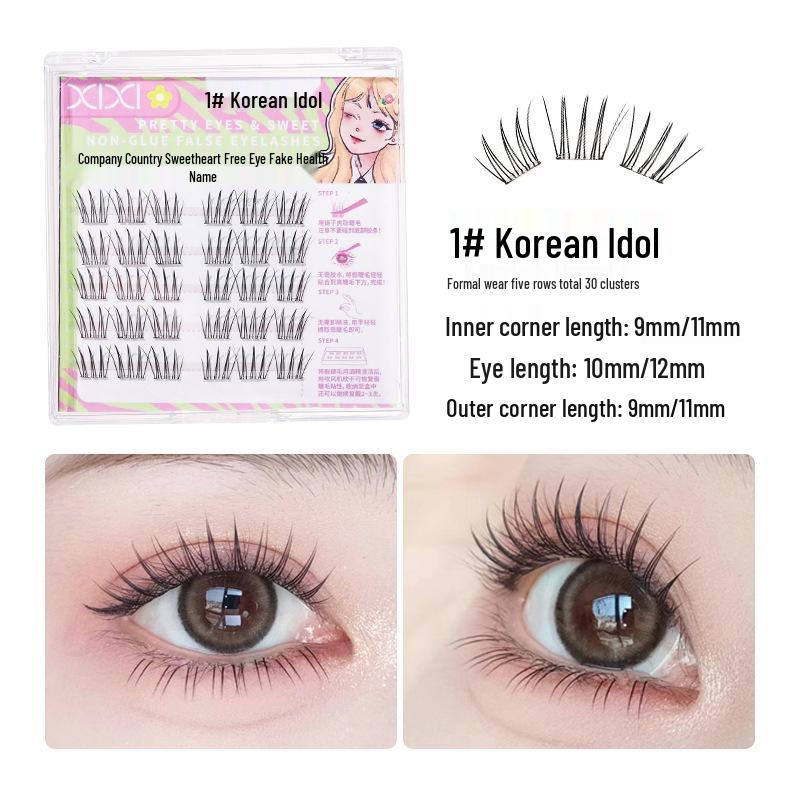XIXI Girl Group Glue-Free False Eyelashes: 5 Rows, Easy to Remove, Natural Curl, Perfect for Students & Parties.