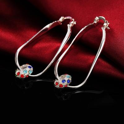Fine 925 Sterling Silver Luxury Crystal Zircon Earrings Charms For Woman Engagement Wedding Jewelry  Gift