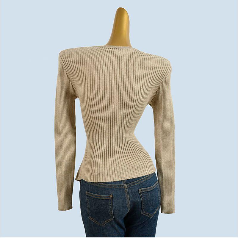 Thick Autumn and Winter Cross V-neck Knit Korean Series Design Sense High Elastic Slim fit Slimming Gyaru Sexy Pullover Top