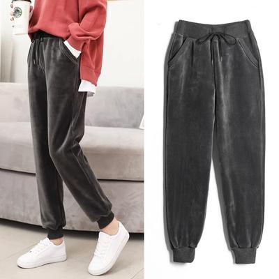 Women Winter Lamb Velvet Sweatpants Autumn Winter Padded Thickened Casual Loose Cashmere Warm Slim Pants