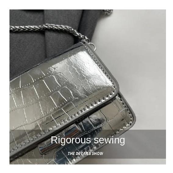 Vintage Women Silver Chic Crossbody Bag Luxury Designer Small Shoulder Bags Fashion Gold Mini Square Cute Pu Leather Handbag