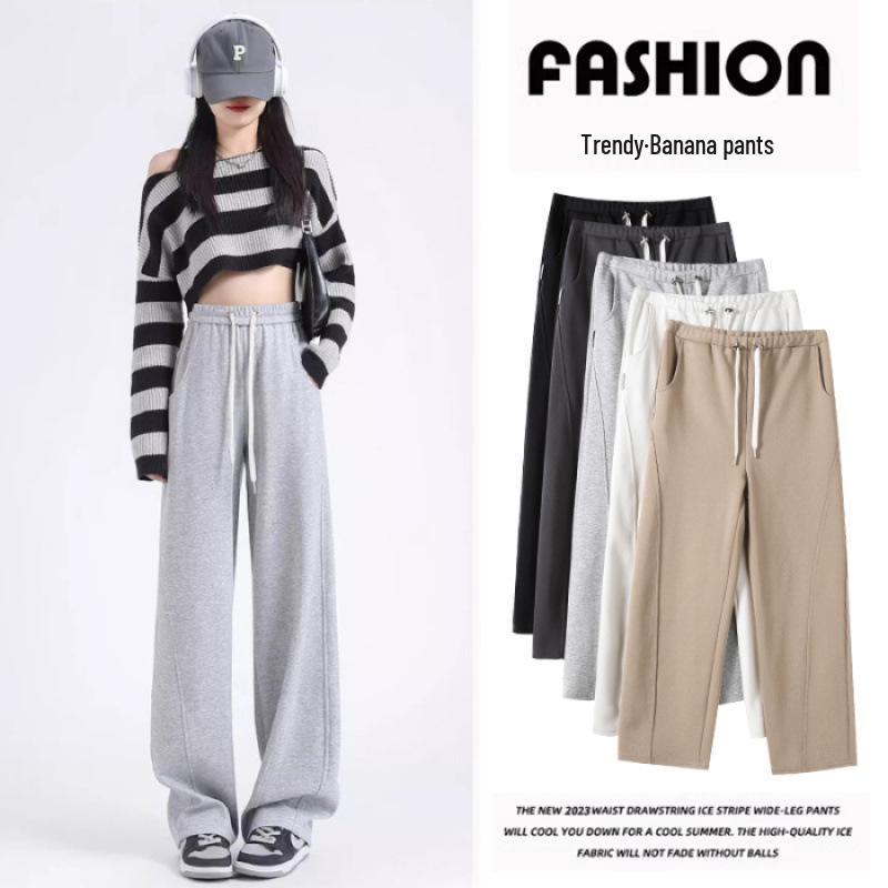

Postpartum Maternity Wide-Leg Pants Women s 2024 New Banana Pants - Spring/Autumn Casual Straight Sweatpants 2XL світло-сірий колір
