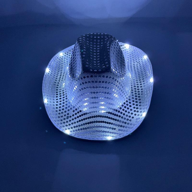 Vierfarbiger LED-Leuchtcowboyhut für Bühne & Halloween-Party