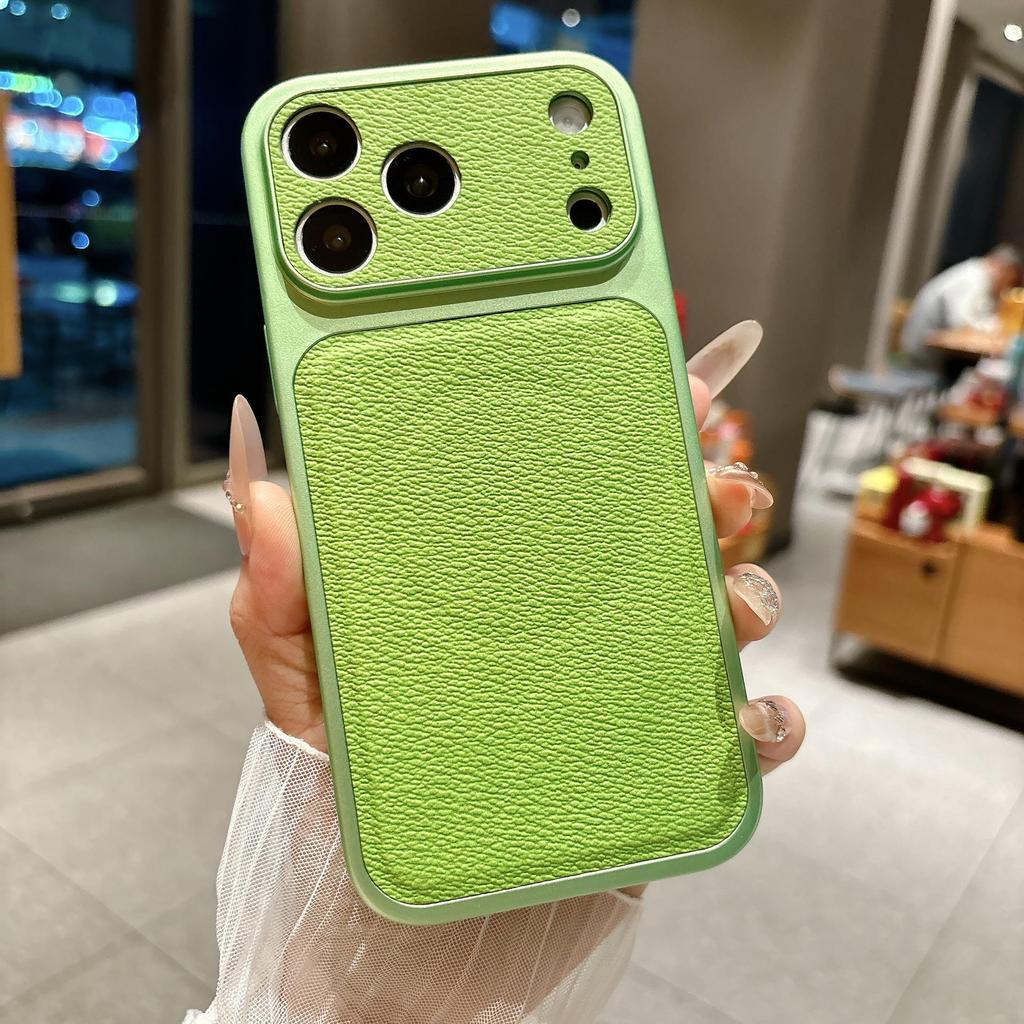 Lychee Pattern Skin Sticker & Magnetic Case for iPhone 17 Pro Max - Apple 16 Solid Leather