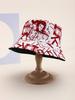 Women's Wide Brim Foldable Bucket Hat Spring Summer Sunshade Casual Outdoor Flat Top with Letters Pattern