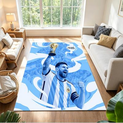 Football Messi Area Rug Design for Dining Room Playrooms Foyer Study Room Anti-slip Rug Office Home Decor Perfect Gift for Valentine's Wedding Birthda