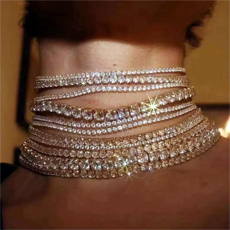 Strass Nachtclub Choker: Elegante Hochzeits- und Bankett-Halskette