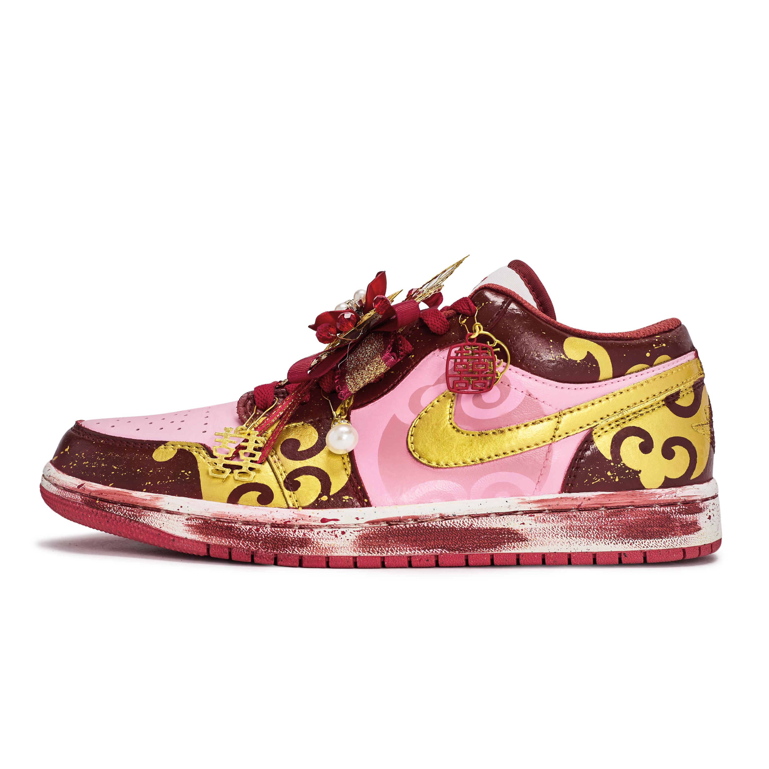 

Jordan Air Jordan 1 Walking Planet, New Joy As Desired Low top Vintage Basketball Shoes Unisex Pink Gold FJ3465-160(Team1492-) 36