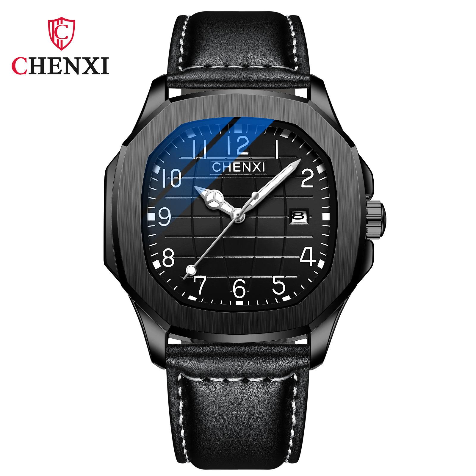 Chenxi High-End Business Watch, Genuine Leather Watch, Men S Waterproof Luminous Quartz Watch
