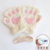 Autumn and winter cute cat claws half finger plush gloves student writing plush leak finger warm half finger bear paw gloves