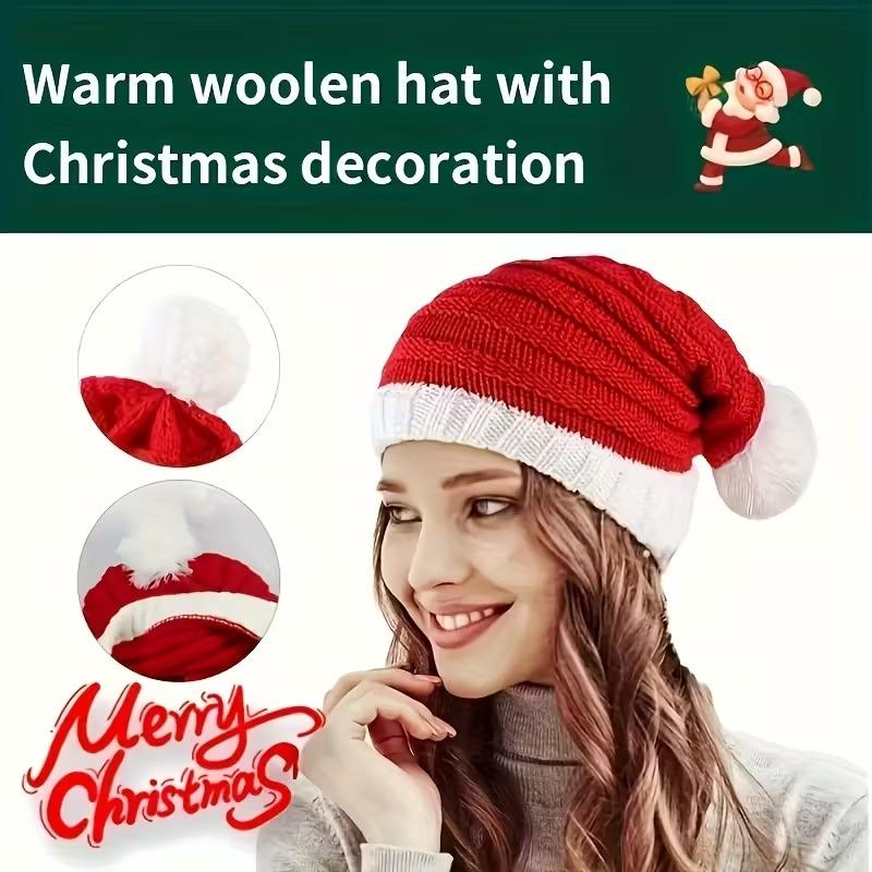 1/2PCSChristmas Party Hat Red with White Edge Soft Elastic Winter Beanie for Adults and Kids Holiday Photos and FamilyGatherings