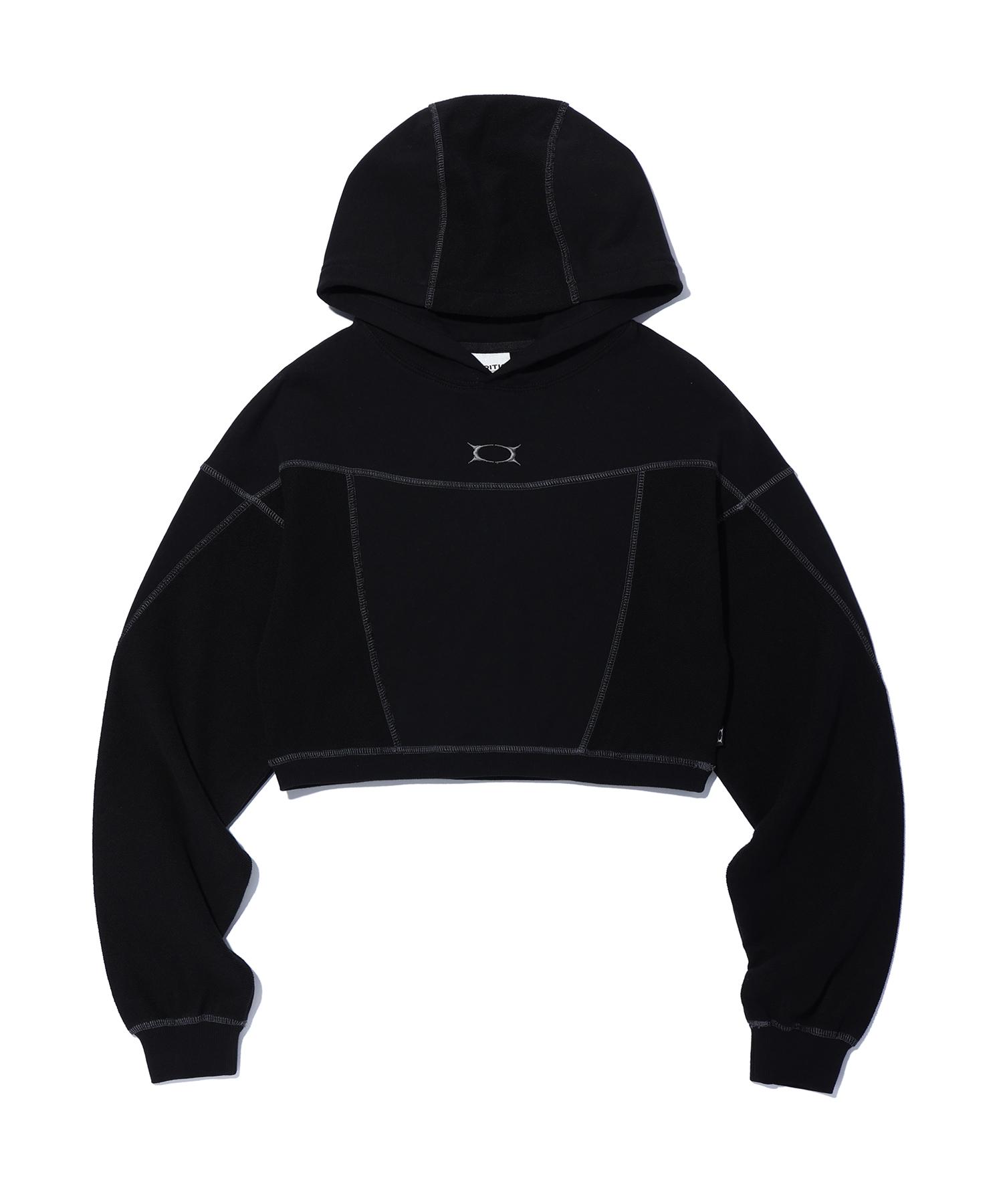 Critic Crop Incision Hoodie Black Black/Free