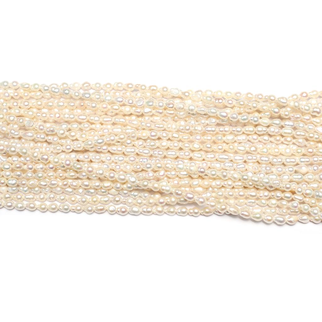 1String, Elegant White Natural Freshwater Pearls Beads for Jewelry Making DIY Necklaces, Bracelets Crafts (Beads 3-4mm, Length 36cm)