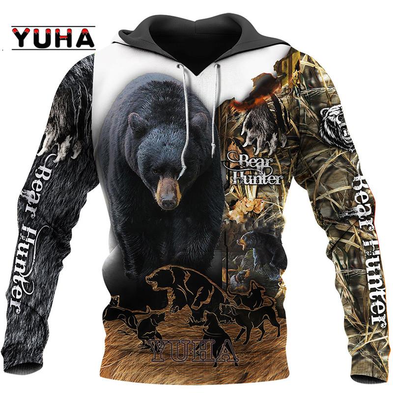 Толстовка с капюшоном Bear Hunting 3D Print Hoodies/Sweetshirt для мужчин и женщин — фото 13